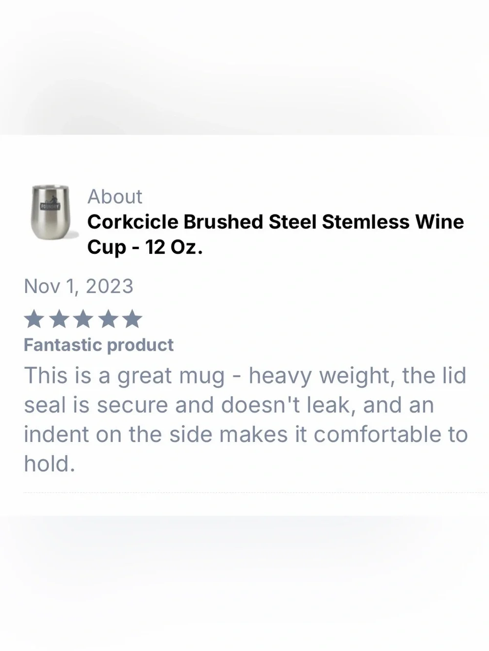 Corkcicle Gunmetal Insulated Stemless Tumbler Wine Cup with Clear Lid- 12 oz.